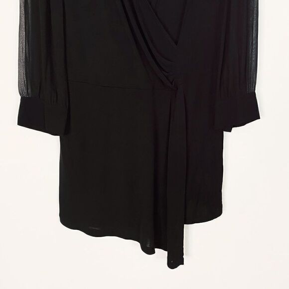 Max Mara Black Asymmetric Surplice Dress with Sheer Sleeves - Picture 4 of 9